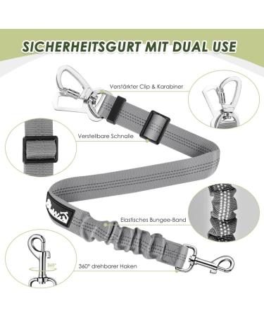 Slowton Dog Harness with Safety Belt for Cars - Breathable Dog Seat Belt with 2 Carabiner Hooks - Gray (Large) - Buy Online on GoSupps.com
