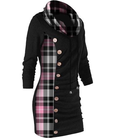 Wirziis Women's Pink Cowl Neck Sweater Dress - Long Sleeve Bodycon Mini Dress - Buy Online on GoSupps.com