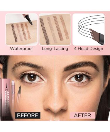 Magic Eyebrow Pencil with 4 Fork Tip 3D Microblading Eyebrow Pen Eye Brown Makeup Long-Lasting Eyebrow Pencil Long-lasting Natural Makeup Fine Stroke Magic Eyebrow Pencil Stay on All Day (Black) - Buy Online on GoSupps.com