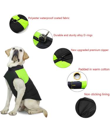 Femax Waterproof Dog Coat - Warm Winter Jacket for Small Medium & Large Dogs | Padded Vest for Cold Weather | Green L (42cm Chest 35cm Back) - Buy Online on GoSupps.com