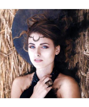 Aimimier Bohemian Crystal Moon Head Chain - Retro Silver Forehead Jewelry for Women - Buy Online on GoSupps.com
