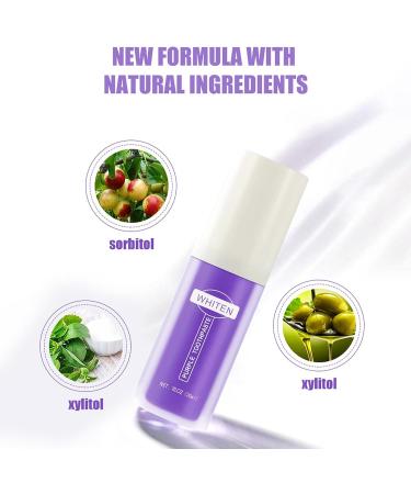 Teeth Whitening Purple Toothpaste - V34 Colour Corrector 2PCS | Stain Removal & Brightness Booster | Reduce Yellowing | Gentle Formula | Purple-1 - Buy Online on GoSupps.com