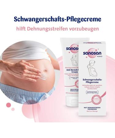 Sanosan Pregnancy Cream 200ml - Clinically Tested Stretch Mark Prevention Paraffin-Free Silicones & Parabens-Free Ideal Pregnancy Care Cream - Buy Online on GoSupps.com