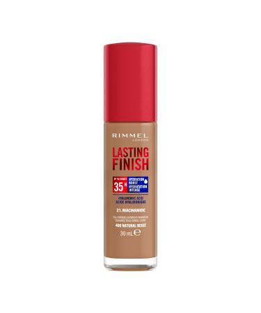 Rimmel London - Lasting Finish 35 Hour Foundation Long-Wearing Hydrating Vegan Formula Full-Coverage - Natural Beige 1 count (Pack of 1) Natural Beige - 400