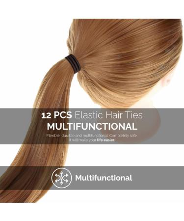 12 PCS BROWN Elastic Hair Bands 3mm Elastic Hair Ties Ponytail Holders Bulk Hair Ties No Metal Gentle Elastics for Women Men Girls Kids (Brown) - A2THIBRO - Buy Online on GoSupps.com