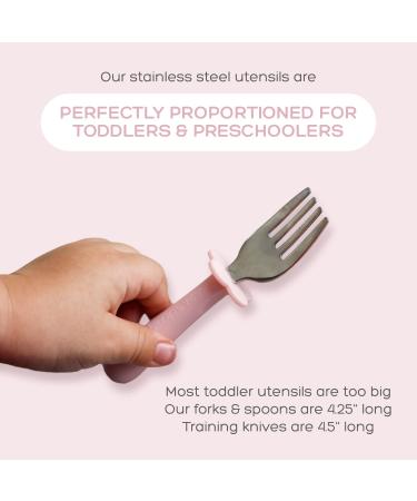 Grabease Stainless Steel Fork Knife & Spoon Set 18m+ - Blush | Baby Utensils for Easy Self-Feeding - Buy Online on GoSupps.com
