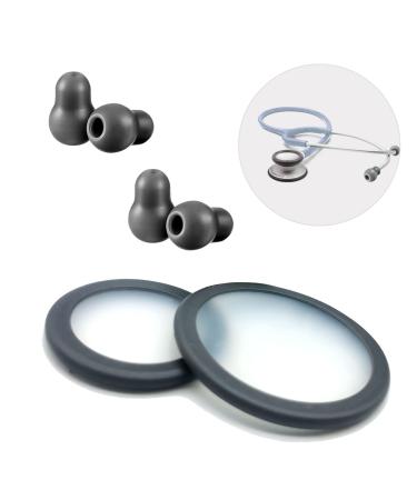 Decaw Stethoscope Replacement Parts Diaphragm and Ear Tips Kit Adult Pediatric Covers With Silicone Earpieces Repair Accessories Fits Littman Classic  3 Cardiology  3 &  4 Stethoscope(Gray)