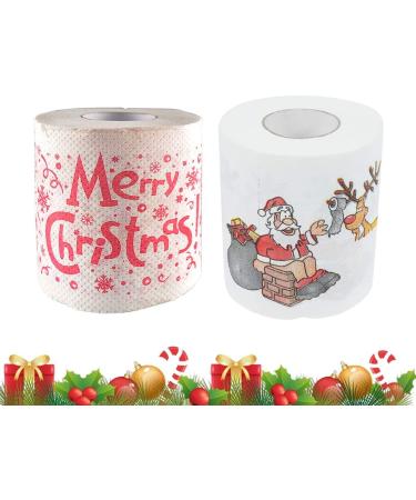 NUOBESTY Printed Paper Towels 2 Roll Christmas Toilet Paper Roll Tissue Napkin Santa Merry Christmas Pattern for Xmas Party Supplies Bathroom Decoration Stocking Stuffer Treats - Buy Online on GoSupps.com