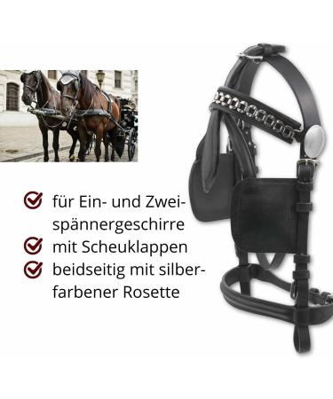 AMKA Driving Bridle for Warmbloods - Harness Head Frame with Blinkers & Chain Browband | International Shipping Available - Buy Online on GoSupps.com