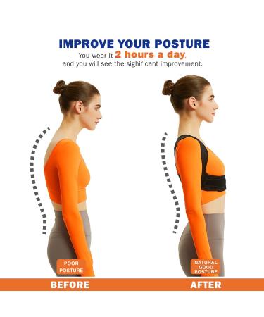 Adjustable Posture Corrector for Women and Men - Breathable Upper Back Brace for Pain Relief in Lumbar, Neck, Shoulder, and Clavicle - Size S/M (29-38) - Buy Online on GoSupps.com