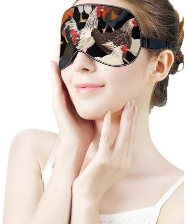 Colorful Hens Sleep Mask | Adjustable Strap Eye Cover for Sleeping and Travel | Block Light for Men and Women - Buy Online on GoSupps.com