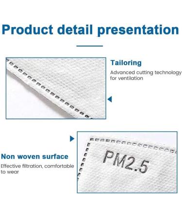 100 PCS Adult PM2.5 Activated Carbon Filters | 5-Layer Replaceable Anti Haze Filter Paper - Buy Online on GoSupps.com