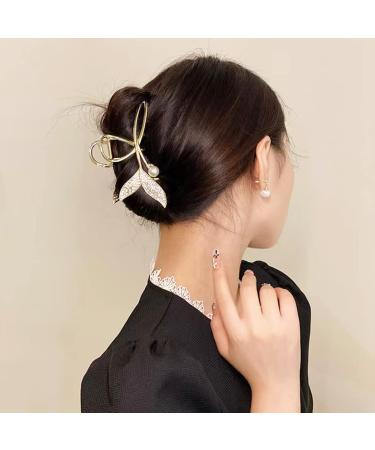 4 Pcs Pearl Fish Tail Hair Claw - Large Metal Clips for Thick Hair | Hair Styling Accessories for Women - Buy Online on GoSupps.com