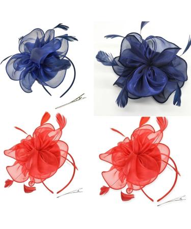xbiez TeaParty Fascinator Headband French Style Derby Hair Clip for Women Organza Flower Headpiece Elegant Church Headband Purple - Buy Online on GoSupps.com