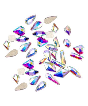 dijiusidy 50 Pieces Glass Crystal Set Eye-catching Personalized Nail Art Rhinestones DIY Handcraft Manicure Accessories for Card Making White AB
