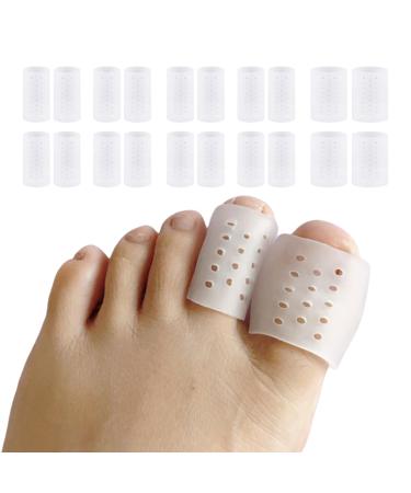 Silicone Toe Sleeves Tube 20 Pack - Cuttable Soft Gel Toe Protectors Covers Protect Toe from Rubbing Ingrown Toenails Corns Blisters Hammer Toes and Other Painful Toe Problems Clear