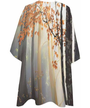 Fall Forests Tree Barber Cape - Adjustable Hair Cutting Cape for All Ages | Autumn Maple Leaves | 55x63 Inch Grey Salon Accessory - Buy Online on GoSupps.com