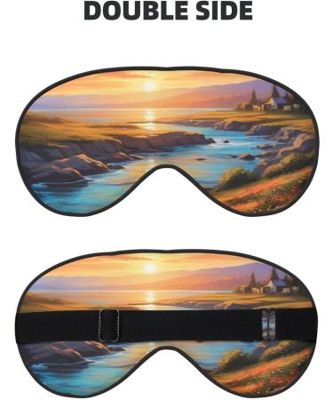 Soft Sunset Flower Field Printed Eye Mask | Adjustable Light Blocking Sleep Mask | Breathable Double-Sided Design - Buy Online on GoSupps.com