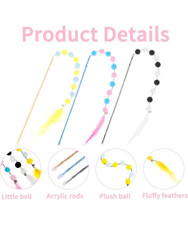 Fanshiontide 3 Packs Cat Wand Interactive Cay Toy Cat Feather Toys with Plush Balls and Bells Cat Teaser Wand for Indoor Cat Kitten Hunting Exercising Eliminating - Buy Online on GoSupps.com