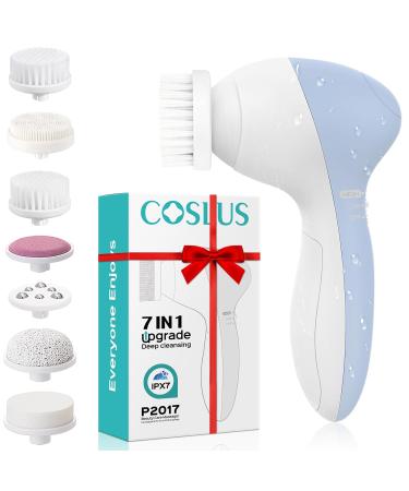 Facial Cleansing Brush Face Scrubber: Electric Exfoliating Spin Cleanser Device Waterproof Deep Cleaning Exfoliation Rotating Spa Machine - Electronic Acne Skin Washer Spinning System Set A Light Blue - Buy Online on GoSupps.com