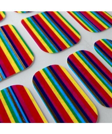 Chix Nails Stripes Beauty False Stickers Fingers Toes Vinyl Foils Nail Wraps Zingy Rainbow Colour Stripes