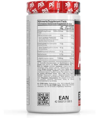 All Stars Arginine Mega Caps - 1395 mg Capsules | 150 Count - Boost Performance & Recovery | International Shipping - Buy Online on GoSupps.com