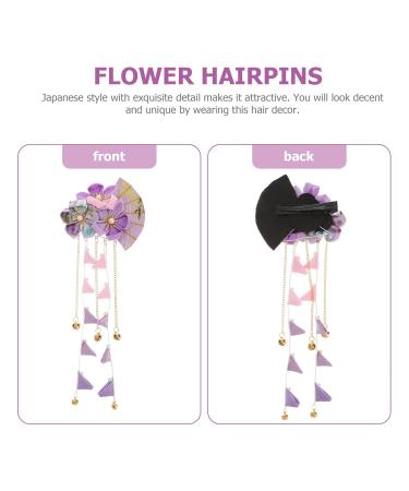FRCOLOR Japanese Hairpin | Long Tassel Flower Hair Clip for Kimono & Hanfu | Purple Barrette Hair Accessory - Buy Online on GoSupps.com