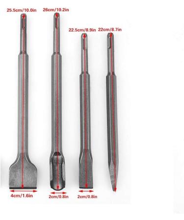 BlueNatHxRPR SDS Plus Hammer Drill Chisel Bits Set Rotary Hammer SDS Bits Set Including Point Chisel Flat Chisel Wide Flat Chisel and Grooving Chisel - Buy Online on GoSupps.com