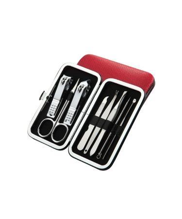 Nail Sets Nail Care 8-Piece Set Adult Stainless Steel Pedicure Kit Nail File Manicure Beauty Kit (Color : Blu)(Rosso)