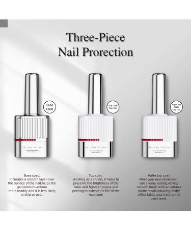 OPUIU Gel Nail Polish Base & Top Coat Set - 20ml | No Wipe Matte & Shiny Coats | Long Lasting Soak Off UV | Salon Quality Nail Art Kit - International Shipping - Buy Online on GoSupps.com
