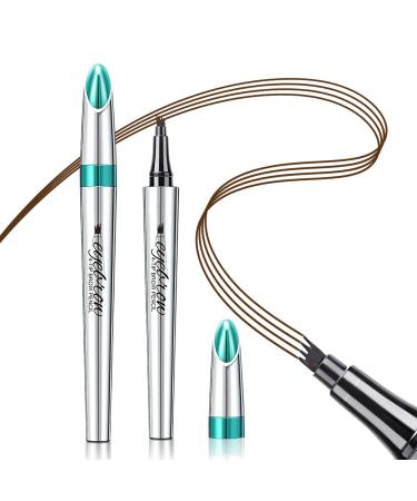 Eyebrow Pencil Eyebrow Microblading Pen - Eyebrow Pen Micro 4 Point Brow Pen Lift & Snatch Eyebrow Eye Makeup Long-Lasting Waterproof & Smudge-proof Natural Eyebrow Hair (Dark Brown)