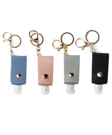 4 pieces mini empty soap dispenser for trips self -defense keychain refilling shower gel travel containers with leather travel bottle 30ml travel bottles set for travel outdoor (4 colors)