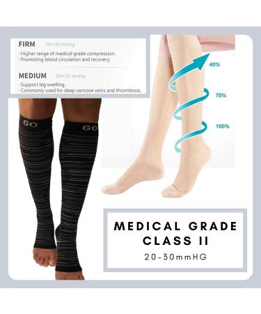 Shop Women's Open Toe Compression Socks 20-30 mmHG Knee High - Toeless Compression Stockings for Men & Women - Black & White Large - Buy Online on GoSupps.com