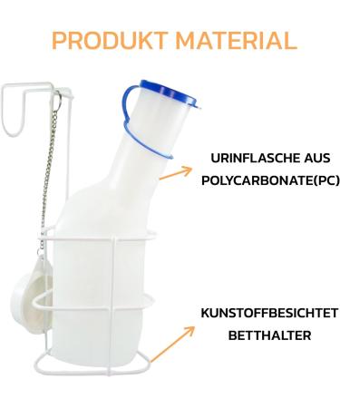 Buy Long-Lasting PP Urine Bottle Set with Bed Holder - 1000 ml | Easy-to-Read Measuring Lines | International Shipping Available - Buy Online on GoSupps.com