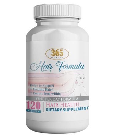 365 Health All in One Hair Growth Vitamins for Men & Women - Advanced Hair Formula Includes Biotin Folic Acid Pantothenic Acid - Hair Supplement - 120 Veg Tablets Non - GMO