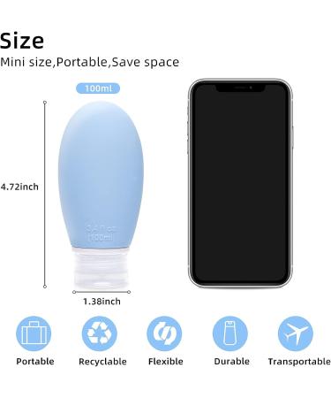 Bwren 3.4 oz Travel Bottles - TSA Approved Silicone BPA Free (Pack of 4) - Refillable Cosmetic Containers for Toiletries and Makeup - 100ml - Buy Online on GoSupps.com