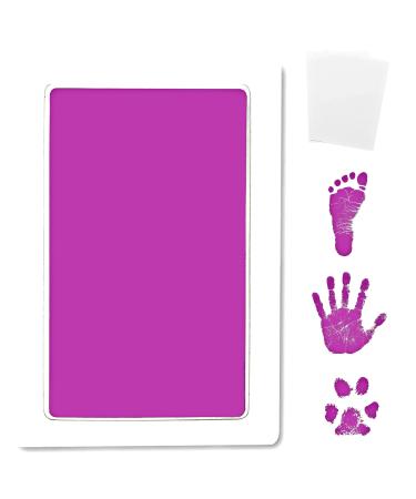 Inkless Large Clean Touch Ink Pad Kit for Baby Footprint Handprint & Pet Paw Print - No Ink Mess Clear Print Smudge Resistant Long Lasting Baby Safe Includes 2 Cardstock(Clean-Touch - Black) Clean-Touch - Purple