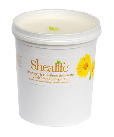 Organic Unrefined Shea Butter Calendula and Borage Oil for Conditioning Sensitive and Dry Skin Baby Skin Salve Treatment of Eczema Psoriasis and Damaged Skin. 1 Kg