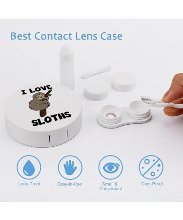 I Love Sloths Contact Lens Case - Cute & Portable Travel Kit with Mirror for Daily Use - Buy Online on GoSupps.com