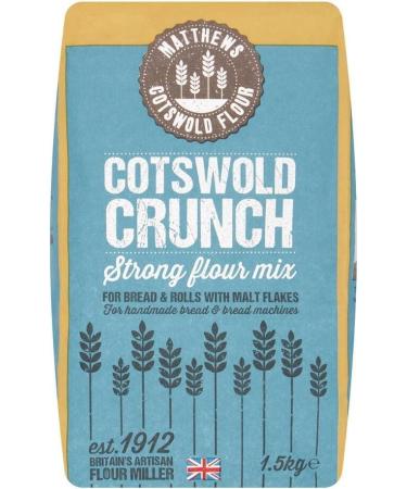 Matthews Cotswold Strong Crunch Flour (1.5KgX4) Strong flour mix for Bread & Rolls with Malt Flakes 1.50 kg (Pack of 4) - Buy Online on GoSupps.com