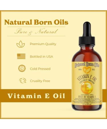 Natural Born Oils Natural Vitamin E Oil 8oz Organic Cold-Pressed Rich in Alpha-Tocopherol Ideal for Moisturizing Skin Strengthening Hair - Buy Online on GoSupps.com