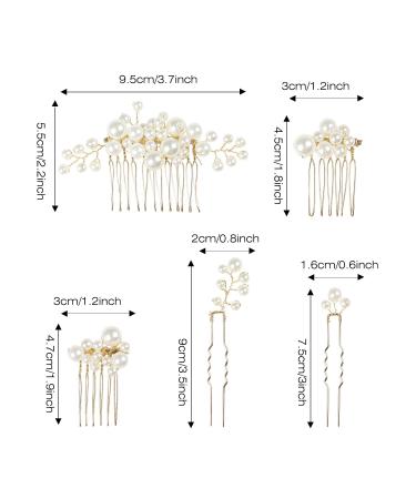 Cinaci 27 Pack Gold Rhinestone Leaf Flower Hair Combs & Pearl Pins Set - Wedding Hair Accessories for Women, Brides, Bridesmaids - Buy Online on GoSupps.com