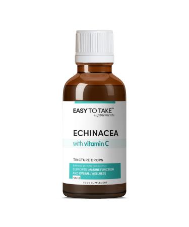 EASY TO TAKE Echinacea & Vitamin C Tincture Drops 50ml | Immune Function Support & Overall Wellness | Liquid Extract of Echinacea with Vitamin C | 100% Natural and Alcohol Free 50 ml (Pack of 1)