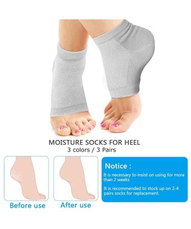 Moisturizing Gel Heel Socks - Open Toe Care for Dry Skin (3 Pairs) - Buy Online on GoSupps.com