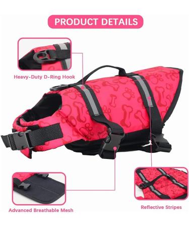 FANSU Dog Life Jacket Adjustable Safety Floatation Vest Coat Pet Life Preserver with Handle for Swimming Surfing Boating for Small Dog Puppy Large Dog (S Blue footprints) S Blue footprints - Buy Online on GoSupps.com