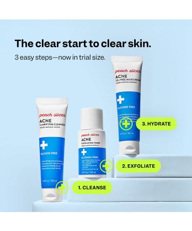 Peach Slices - 3-Step Acne Starter Kit (3 Products) - Skin Care Set - 1 Toner 1 Cleanser 1 Oil Free Moisturizer - 2% Salicylic Acid & Botanicals - Vegan & Cruelty Free - Korean Skin Care & Beauty - Buy Online on GoSupps.com