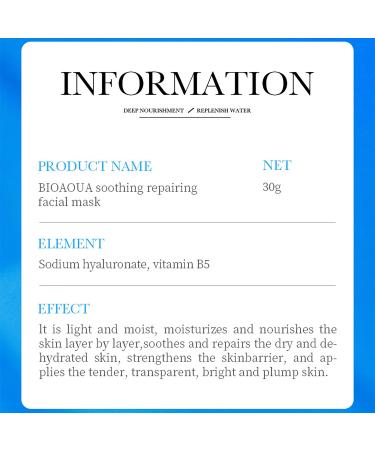 BIOAQUA Hyaluronic Acid & Vitamin B5 Facial Mask - Soothing Moisturizing & Nourishing - 30g x 5pcs - International Shipping Available - Buy Online on GoSupps.com