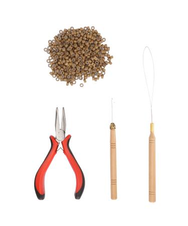 Hair Extension Tool Kit Micro Silicone Rings Bead with Pliers Pulling Hook Crochet Hair Styling Extension Tool