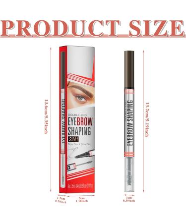  ACAREY Eyebrow Pencil & Eyebrow Gel 2 in 1 with 4 Teeth Micro Fork Tip Applicator Clear Gel for Strong Eyebrows Produces Natural 3D Eyebrows (02# Dark Brown) - Buy Online on GoSupps.com