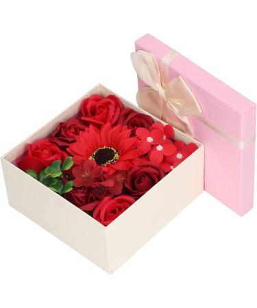 Simulation Flower Bath Soap Women Exquisite Flower Soap Gift Box for Birthday Valentines Day Christmas for Her Women Teens Girls Mom Birthdays (Red) - Buy Online on GoSupps.com